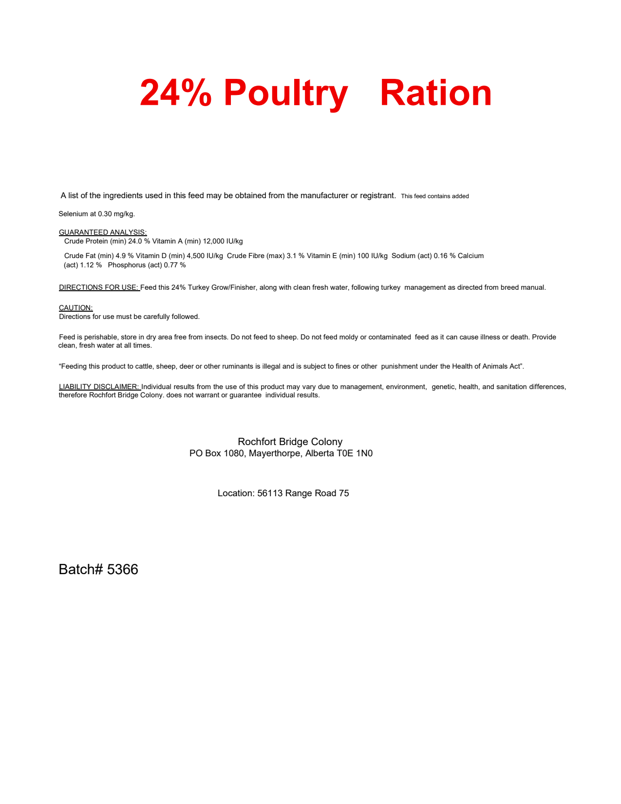 24% Poultry Ration