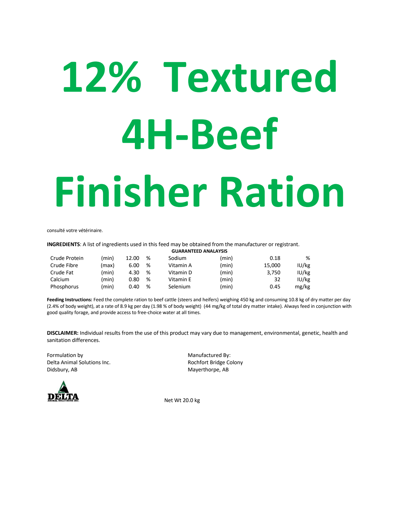 12% Textured 4H-Beef Finisher Ration