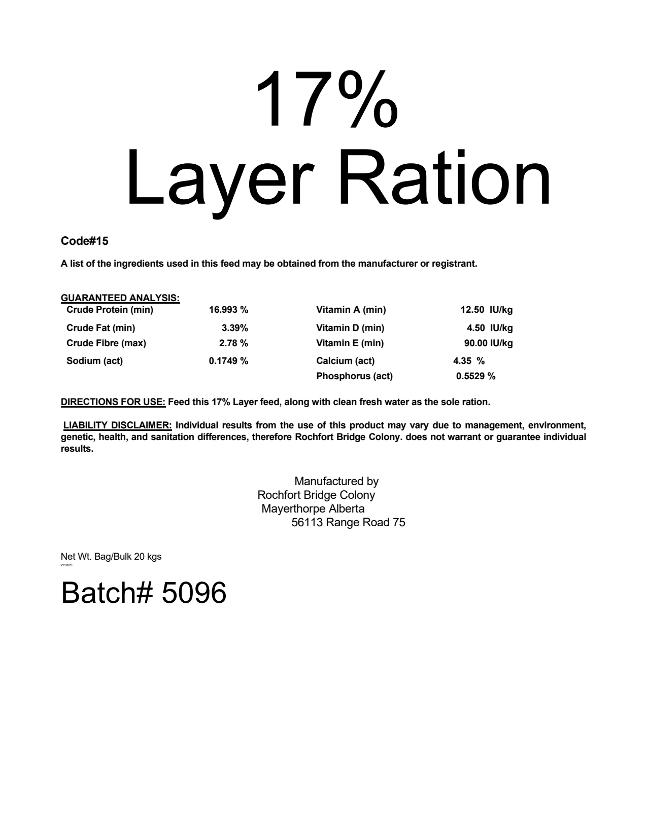 17% Poultry Ration