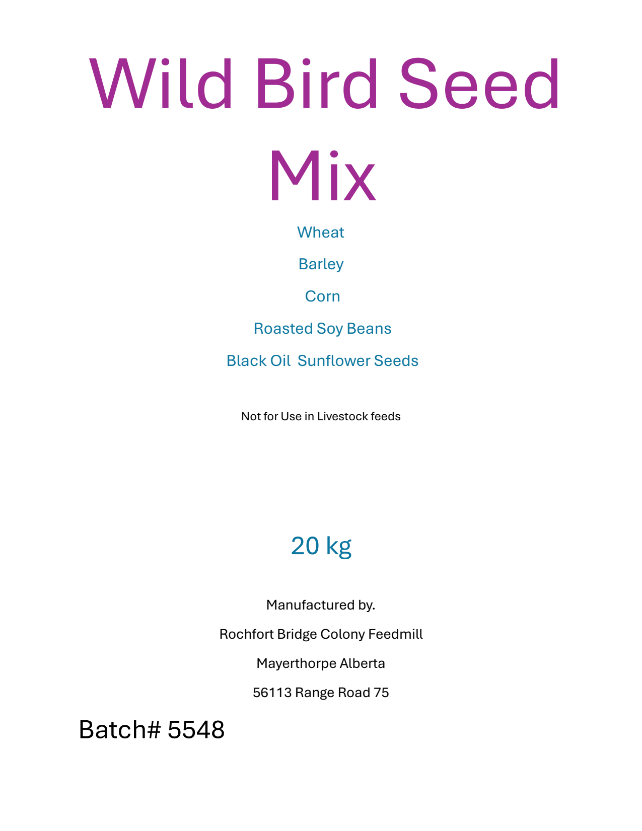 Wild Bird Seed Mix